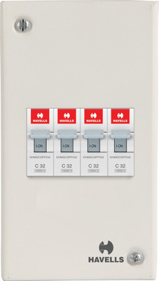 HAVELLS DHDESFP Utility DB MCB ENCL FP Metal Enclosure Sheet Steel 4 Pole Distribution Board Cutout (Grey) DHDESFP-PK1 MCB(4)