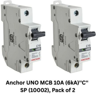 ANCHOR UNO MCB 10A (6kA)''C'' SP (10002), Pack of 2, MCB(1)