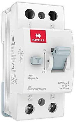 HAVELLS PVC Plastic 25A/30mA DP RCCB Grey DHRGCTDF030025 MCB(2)