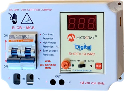 MICROTAIL Single Phase 63A 2 Pole Digital RCCB + ISI Marked MCB High Voltage Protection Single Phase 63A 2 Pole Digital RCCB + ISI Marked High Voltage Protection MCB(2)