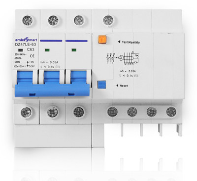 amiciSmart RCCBO 63A 3-Phase Circuit Breaker with Leakage Protection and Din Rail Mount AS_DZ47LE-63 MCB(4)