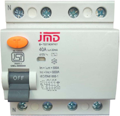 jmD Gold Four Pole 40 AMP/30MA 240 V Residual Current Circuit Breaker ISI Mark MCB RCCB40FP30MA2 MCB(4)
