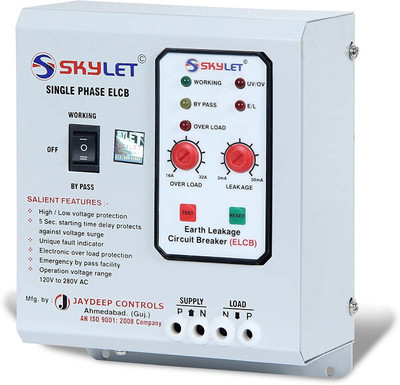 SKYLET Single Phase ELCB + RCCB with ADJUSTABLE OVERLOAD (up to 32A) with high & low voltage protection, Overload Protection, Adjustable Leakage current 3 to 30 mA (Shock Guard) with TEST REPORT ELCBMB32AMP MCB(2)