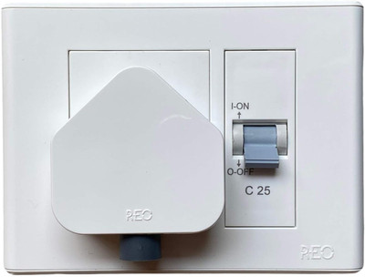 REO Modular Ac MCB Box Protected Socket PVC Plastic Base AC Box 25Amp MCB(1)