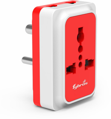 Fybros 8097 Sliq Universal Travel Adapter | 2 Year Warranty|Multi Plug Socket with Indicator Three Pin Plug(White, Red)
