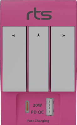 Jihaan 3 PIN 3 Way USB Ports 3 Pin Multi Plug Socket Worldwide Adaptor(Pink)