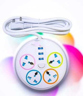 Subhash pustak mandir Extension Board Round Shape Multicolor Extension Board with 4 Socket & 3 USB Ports Three Pin Plug(Multicolor)
