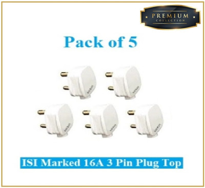Sauran Pack of 5 Premium Quality 16amp 3 Pin Plug(PRE33.2) Three Pin Plug(White)