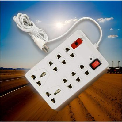 TOOLART 8 Universal Socket and 1 Switch Power Extension Board jC100 Power Plug(White)
