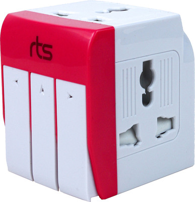 Jihaan Three Pin Plug with indivisual switch with LED indicator Worldwide Adaptor(Pink)