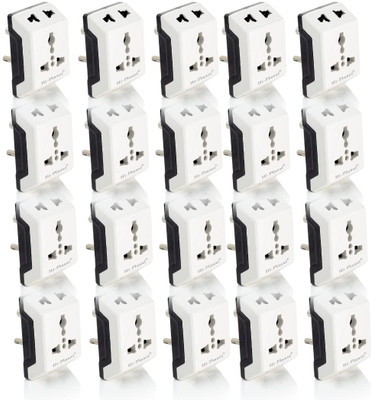 HI-PLASST (Pack of 20) 6A 3 Pin Multi Plug Socket Travel Adapter with Universal Socket Worldwide Plug,6 Amp Multiplug Socket for Home, Office,Mobile Charging. Three Pin Plug(Black, White) HI-PLASST (Pack of 20) 6A 3 Pin Multi Plug Socket Travel Adapter with Universal Socket Worldwide Plug,6 Amp Multiplug Socket for Home, Office,Mobile Charging. Three Pin Plug(Black, White)