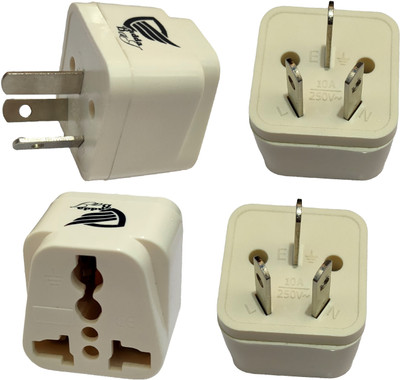 vadda bai Pack of 4 Travel Adapter Plug for India to Australia, China, New Zealand & More (Type I) Conversion Plug Small and Light Weight Design Three Pin Plug(White)