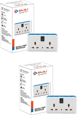 BAJAJ 4 WAY MULTY PLUG 6A PACK OK-02 Three Pin Plug(White)