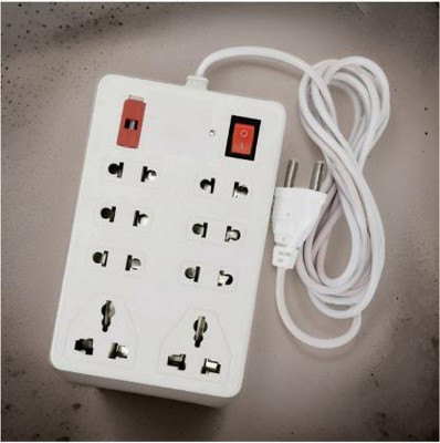 LifoDora 8 Socket Extension Boards (White, Red, 2 m) kS27 Power Plug(White)