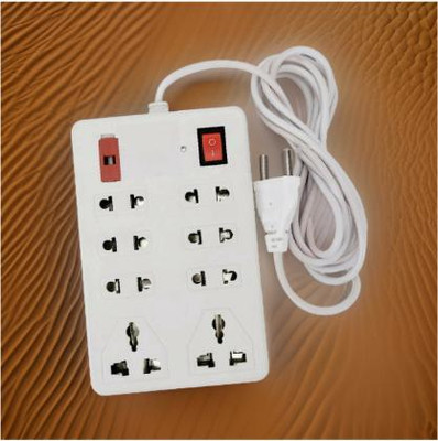 TOOLART 8 Socket Extension Boards (White, Red, 2 m) Ug43 Power Plug(White)