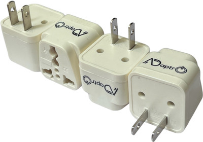Adaptro 4 Pcs. US Plug Converter Travel Adapter for India to USA, Japan, Canada, Mexico, Brazil, Cuba, Thailand, Taiwan, Panama Power Socket Two Pin Plug(White)