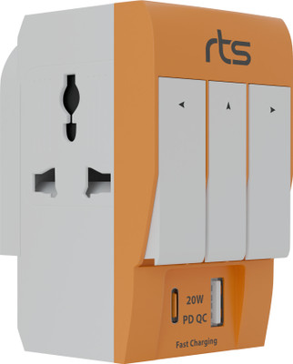 jihaan 3 Way Plug Socket (5A-250V) Type D Plug for Home Office 3 Way Plug Socket Type D Plug for Home Office Three Pin Plug(Orange)