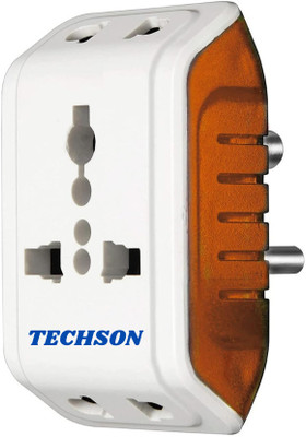 Techson 6A 3 Pin Multi Plug Socket Travel Adapter with Universal Socket PACK-1 ,Multi Plug 3 pin Extension Socket Three Pin Plug(White)