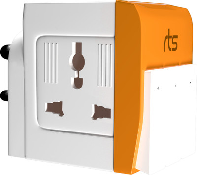 jihaan 3 Pin Multi Plug Socket-Universal Travel Adapter with Individual Switch Safety Shutter LED Indicator-3 Way Plug Extension for Home Office Travel Power Plug(Orange, White)
