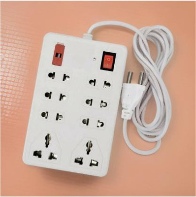 LifoDora 8 Universal Socket and 1 Switch Power Extension Board sv12 Power Plug(White)