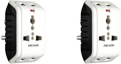 ANCHOR Multi-Plug Universal Adaptor with Indicator - Pack of 2 (22841) Three Pin Plug(White)