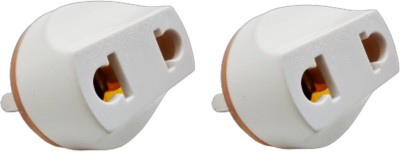 Mica 2 Pin Universal Travel Conversion Plug (2 Pcs) (USA, UK, China, Flat Pins Plug) to India (Type D) Round Pins Plug Two Pin Plug(White)
