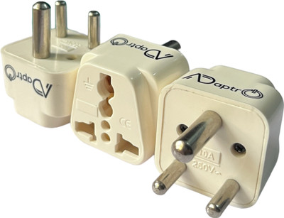 Adaptro Conversion Plug Adapter for (USA, UK, Australia) & more to Indian Power Socket 3 Worldwide Adaptor(White)