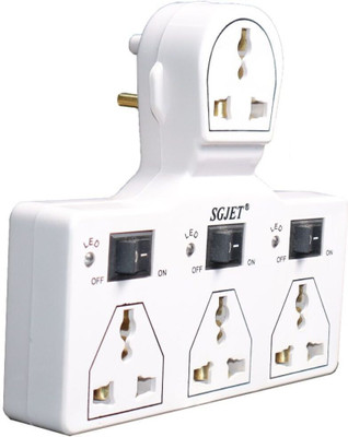 SGJET 4 Socket 3 Switch 6A Three Pin Plug(White)