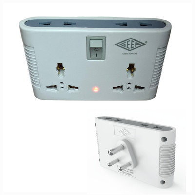 Neptunex Portable Universal 4 Way Multi-plug- two 3 pin plug and two 2 pin plug Three Pin Plug(White)