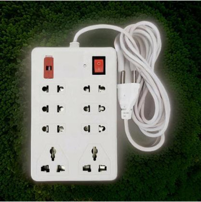 TOOLART Pin Box with Indicator & Handle 8 Socket Extension Boards XR151 Power Plug(White)