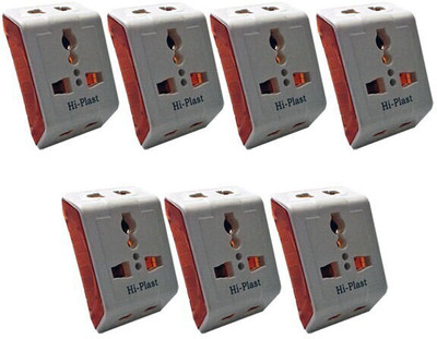 Hi-plast 3 PIN UNIVERSAL TRAVEL MULTIPLUG WORLDWIDE ADAPTOR, SOCKET CONNECTOR -7PCS Plug Three Pin Plug(White)