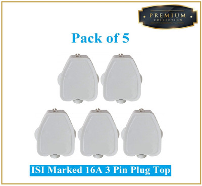 Sauran Pack of 5 Premium Quality 16amp 3 Pin Plug(PRE37.2) Three Pin Plug(White)