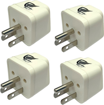vadda bai Pack of 4 Adapter for Convert 2 & 3 Pin Plug India to USA, Japan, Canada Philippines Power Socket Convertor Three Pin Plug(White)