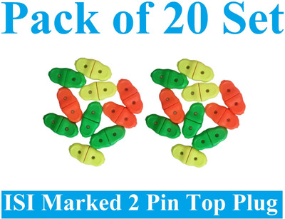 Sauran Pack of 20 Set 2 Pin Male-Female Plug Top (ESP114) For Home, Office etc. Two Pin Plug(Multicolor)