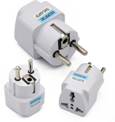 vadda bai 3 Adapter For India To European Plug Converter suitable for South Korea, France, Germany, Russia Two Pin Plug(White)