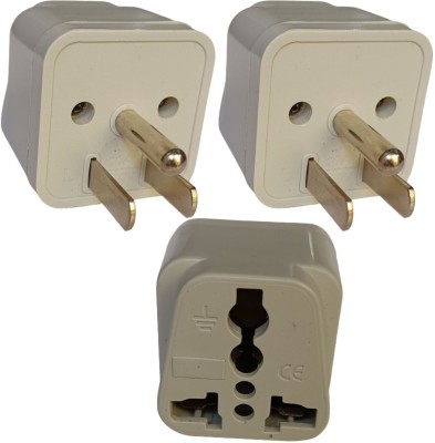 WOWSOME 3 Pcs. 10A 250V 3 Pin Universal Travel Adapter for India to USA, Japan, Canada, Philippines & More Travel Conversion Plug Three Pin Plug(White)