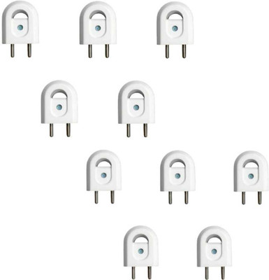 VUVAIL 2 Pin Top Switch Non Flammable Unbreakable Body 6A 240V White Pack of 10 Fancy Model Two Pin Plug(White)