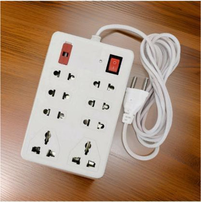 TOOLART Pin Flex Box with Indicator & Handle 8 Socket Extension Boards sG105 Power Plug(White)