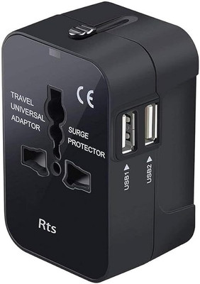 the esha stores rts Universal Travel Adapter, International All in One Worldwide Travel Adapter Three Pin Plug(Black)