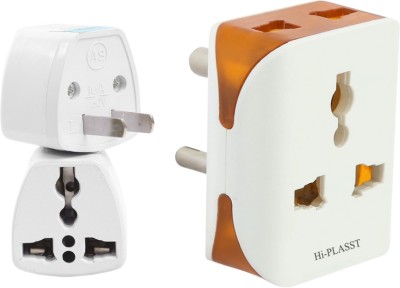 HI-PLASST (2pcs) US Plug & 3pin Multiplug Combo, Canada Japan Converter (1pc) Type-A & (1pc) 3pin-Multiplug Three Pin Plug(White, Orange)