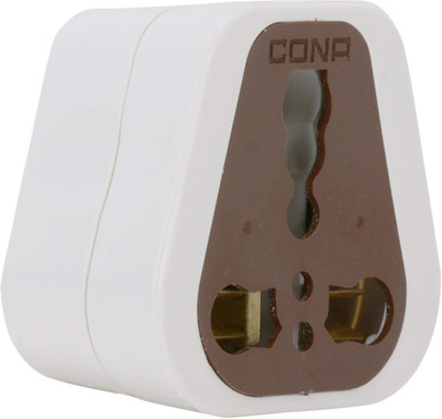 PM Cona 2496 - X5 3 Pin Converter 6/16A (Pack of 3 Pcs) Three Pin Plug(Brown, White)