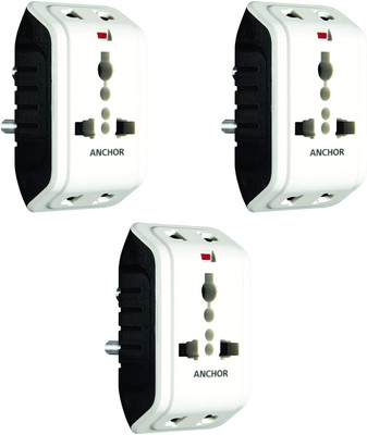 Anchor By Panasonic Anchor 22841 6A 3 Pin Multiplug Adapter with Universal Socket Three Pin Plug(White, Black)