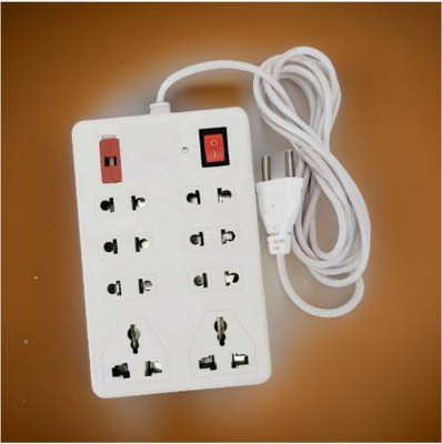 LifoDora 8 SOCKET 2 SWITCHES EXTENSION CORD/ EXTENSION BOARD Gj47 Power Plug(White)