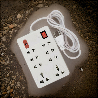 LifoDora 8 Pin Extension Cord 8 Socket Extension Boards(White,2.5m) TR93 Power Plug(White)