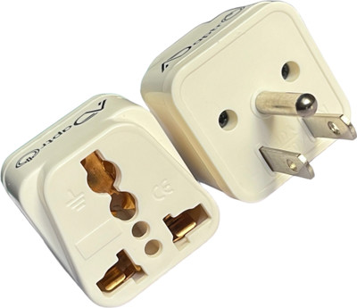 Adaptro 2 Pcs. Universal Plug Converter Travel Adapter for India to USA, Japan, Canada, Philippines, Mexico, Brazil, Cuba, Thailand, Taiwan, Panama Power Socket Three Pin Plug(White)