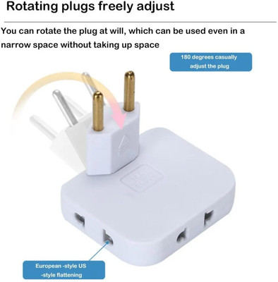 DAVALBA 180 Degree Rotatable Wireless Mini Slim Outlet Adapter 3 in 1 Rotatable Outlet Extender Rotatable Wireless Mini Slim Outlet Adapter Power Plug(Multicolor)