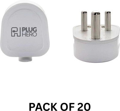 PLUG HERO 16A 3Pin Plug Top 240V -20 Pcs Suitable for Iron, Heater Three Pin Plug(White)