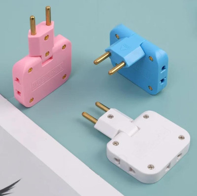 ethoss ecom 3 Plug Socket | 3-in-1 Rotating and Foldable Wall Plug Adapter Ultra thin 180 degree Wall Socket | Space-Saving Multiplug power socket Three Pin Plug(Multicolor)