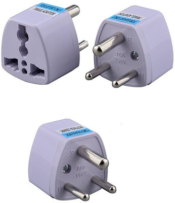 fdealz 3 Pieces of Universal Travel Plug Adapter Standard EU Round India, Europe Travel Plug Adapter Portable Plug Adapter Type White Power Plug(White)