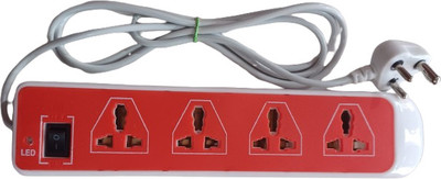 ZEGASON 4 Socket Extension Board 4 Universal Socket strip, LED Indicator and 3 meter 6Amp Three Pin Plug(White, Orange)